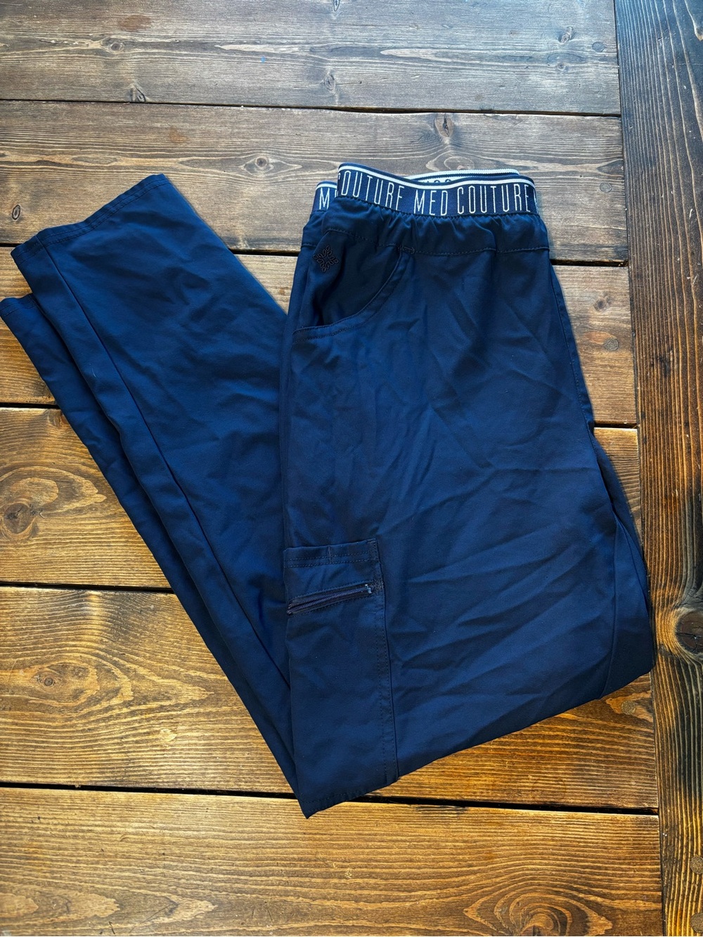 Med Couture Dark Navy Elastic-Waist Scrub Pants